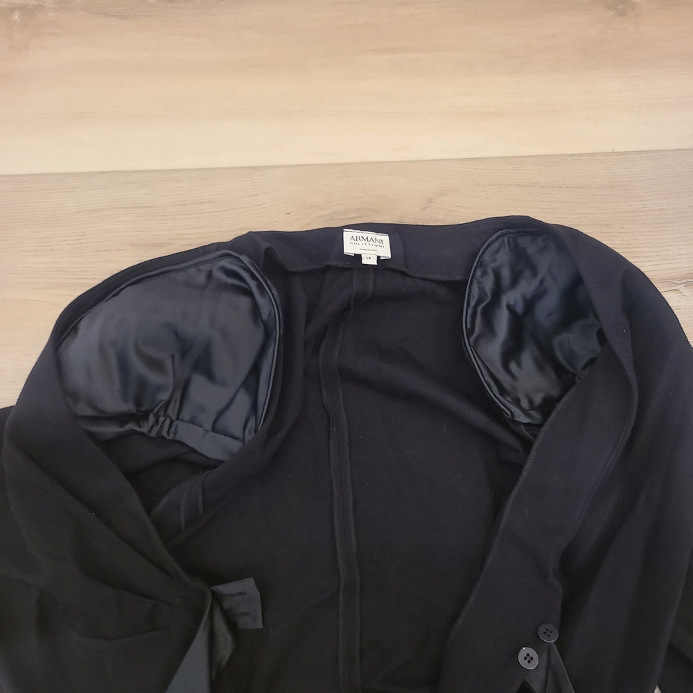 Armani Collezioni Black Women's Blazer with Satin Accent - Picture 3 of 7